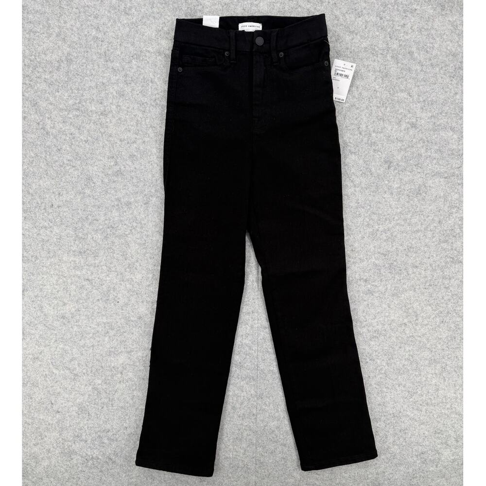 NWT Good American Good Curve Black Straight Jeans Women's Size 0/25